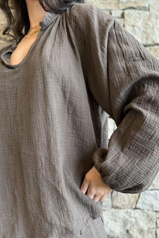 Santos Cushion Cotton Heathcliff Blouse Chocolate